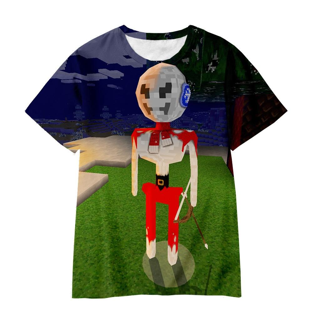 2026 Cross-border Amazon Short Sleeve Cartoon Minecraft 3D Digital Printing Crew Neck Loose Short Sleeve T-Shirt Factory