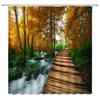 Natural Scenery Waterfall Shower Curtain Plant Lake River Landscape Bath Decor Bathroom Waterproof Polyester Cloth Curtain