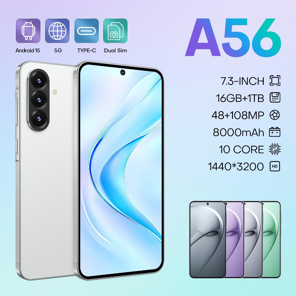 A56 Android 7.3" HD Large Screen 5G Smartphone - 16+1TB