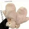 Damen Winter Lammwolle Teddybär Aufnäher Handschuhe - Fleece gefüttert, Dick, Niedlich, Hängendes Nackendesign zum Radfahren.