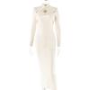 Women's High Neck Long Sleeve Midi Dress Fitted High Waist Hollow Front Ruched Bodycon Party Dress