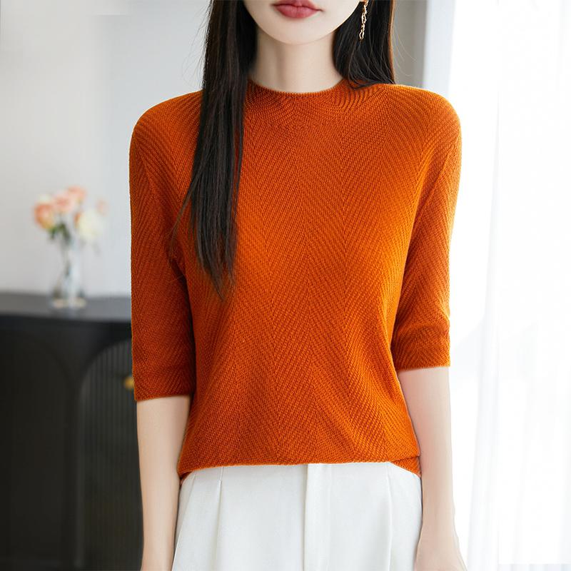 All-Season Women's 50% Wool 50% Silk Sweater | Lightweight Warm Blend Pullover | Luxury Cashmere Silk Knitwear