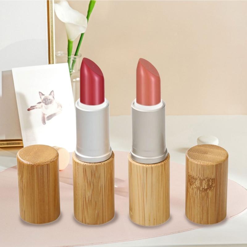 5pcs Empty Natural Bamboo Lipstick Tubes Friendly Cosmetic Containers Lip Gloss Storage for Lip Balm and Makeup