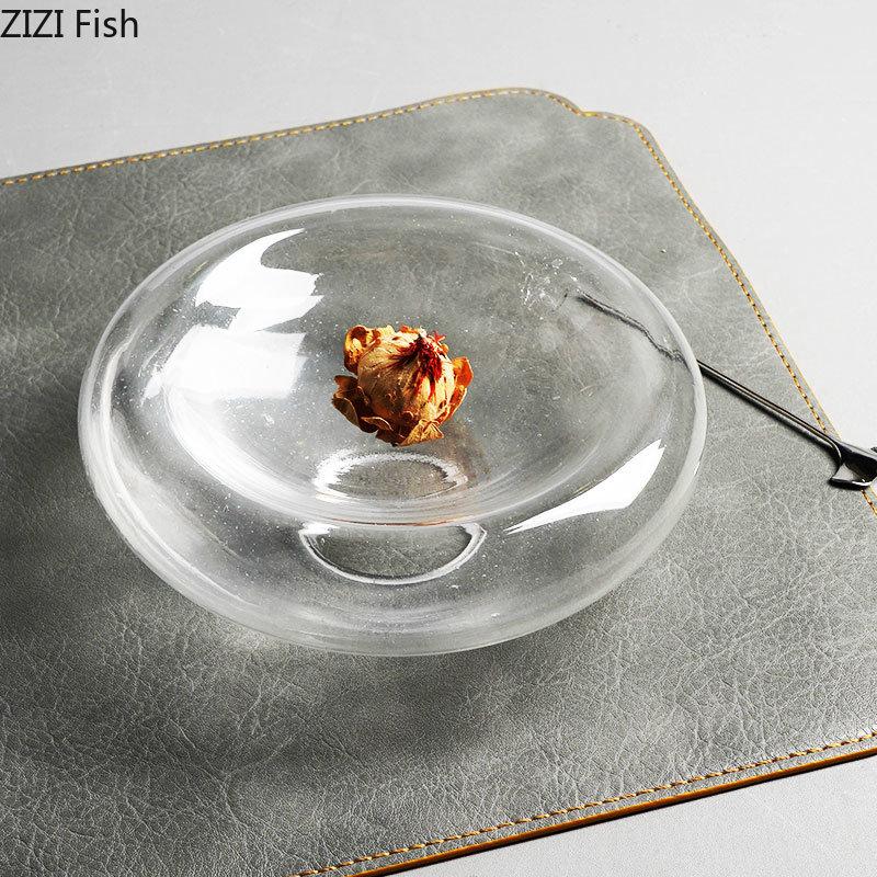 Double Glass Plate Creative Sushi Dessert Plate Restaurant Food Decoration Main Dish Nordic Style Home Kitchen Plate Tableware