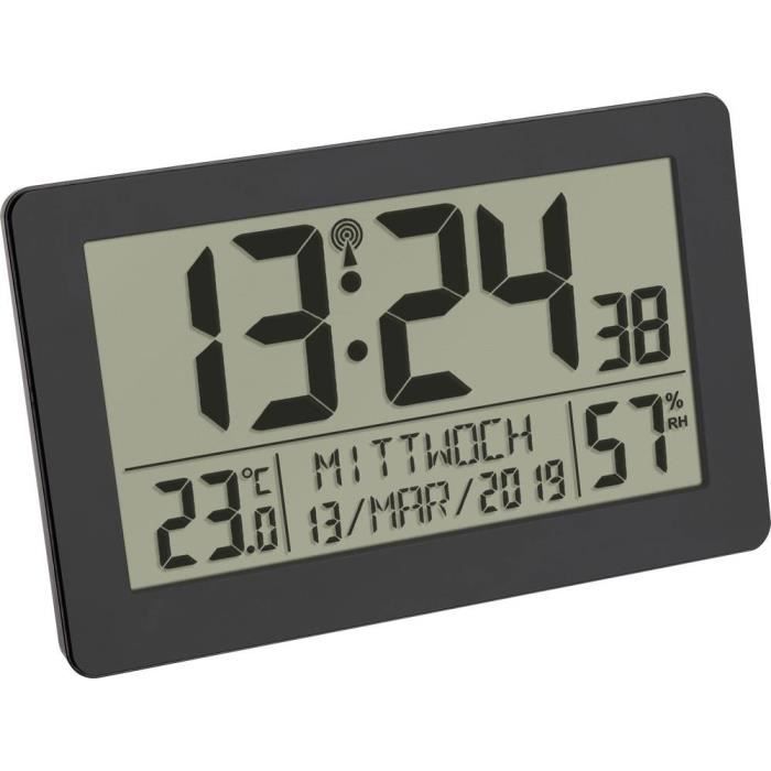 Horloge radiopilotée - tfa dostmann - 60.2557.01 - grand écran - température intérieure - humidité intérieure