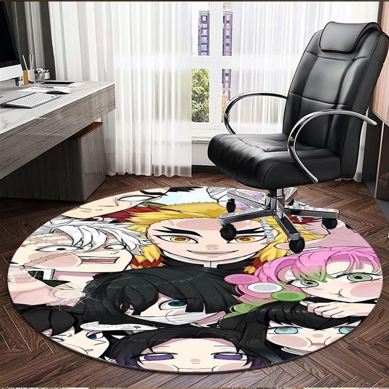 Demon Slayer Print Round Rug, Washable Floor Carpet, For Entryway Dorm Laundry Room Office Study, Home Decor Birthday Christmas Gift