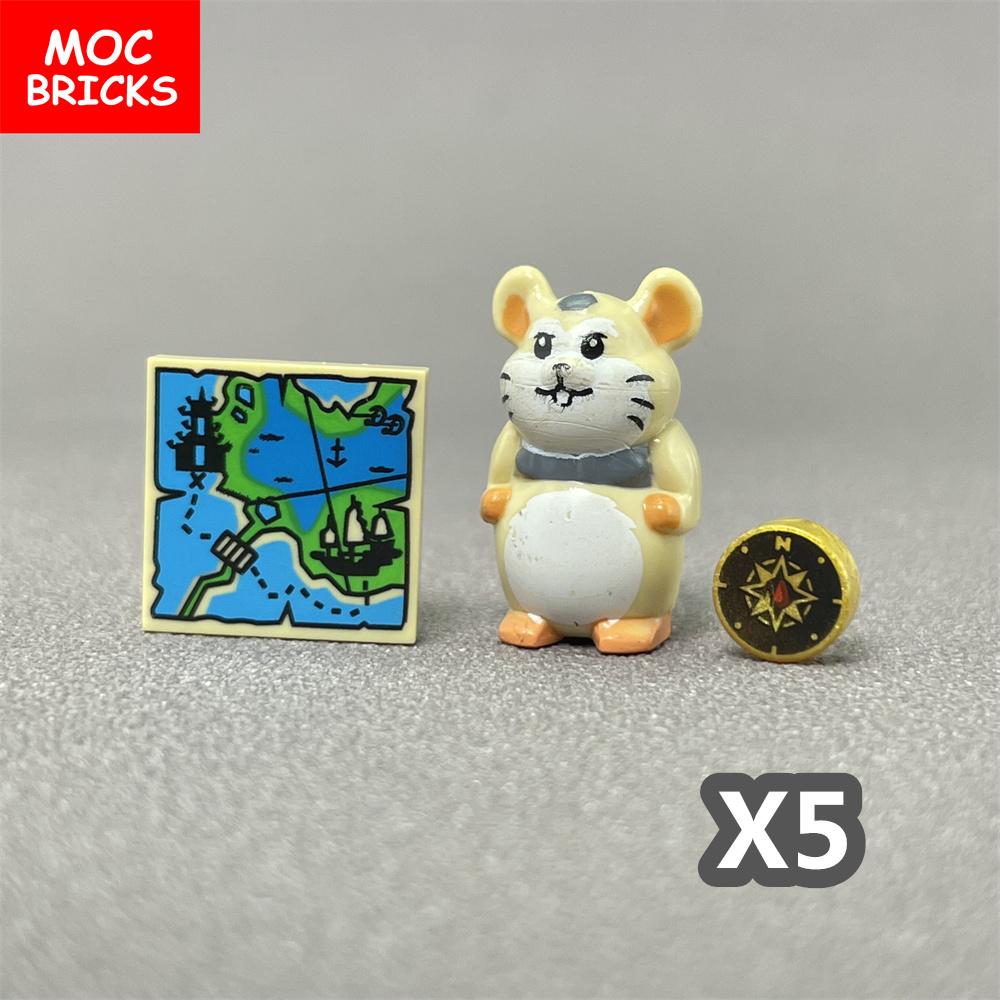 MOC Bricks Treasure Map Compass little hamster Accessories Building Blocks DIY Model Toys Dolls For Kid
