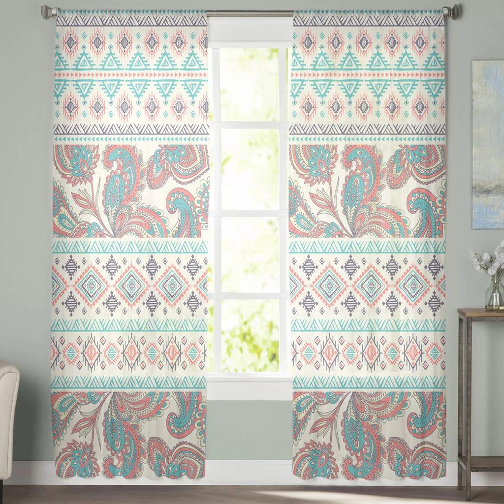 Petal Pattern Texture Feather Modern Printed Tulle Curtains for Bedroom Balcony Window Decor Creative Fashion Home Sheer Curtain