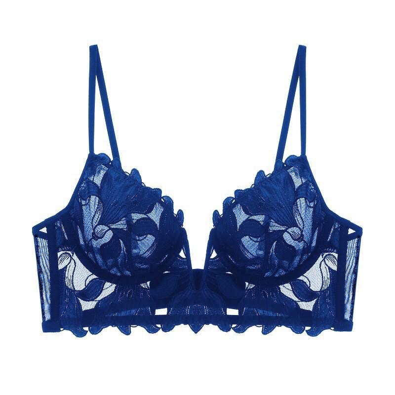 "Sexy Deep V Embroidered Lace Push-Up Lingerie Set for Enhanced Curves"