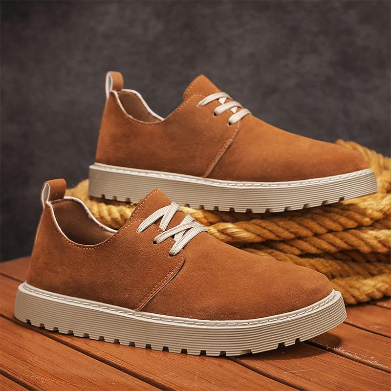 Nowość! 2025 Popularne Męskie Beżowe Zamszowe Mokasyny Wygodne Na Grubej Podeszwie Antypoślizgowe Buty Codzienne Buty do Chodzenia na Zewnątrz