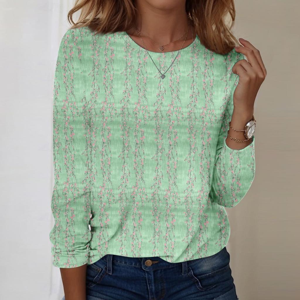 Long Sleeve Shirts For Women Cute Print Graphic Tees Blouses Casual Plus Size Basic Tops Pullover