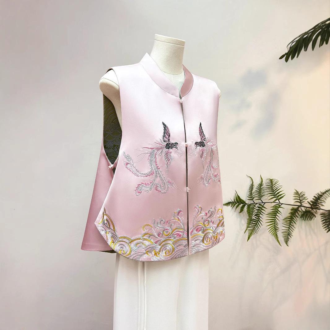 

2025 Spring/Summer Women s Phoenix Double-Sided Cape Vest: Young & Stylish National Stand-Up Collar Design 4XL [Recommended 135-150 lbs]
