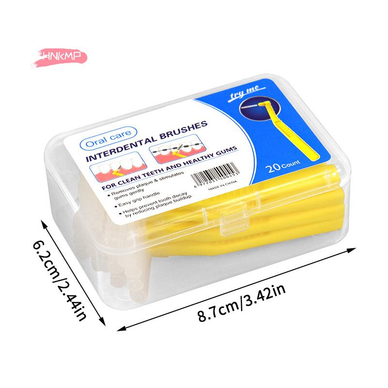 20Pcs L Type Angled Interdental Brush Soft Micro Bristles Dental Cleaning Brush for Braces Short Handle Interdental Cleaner