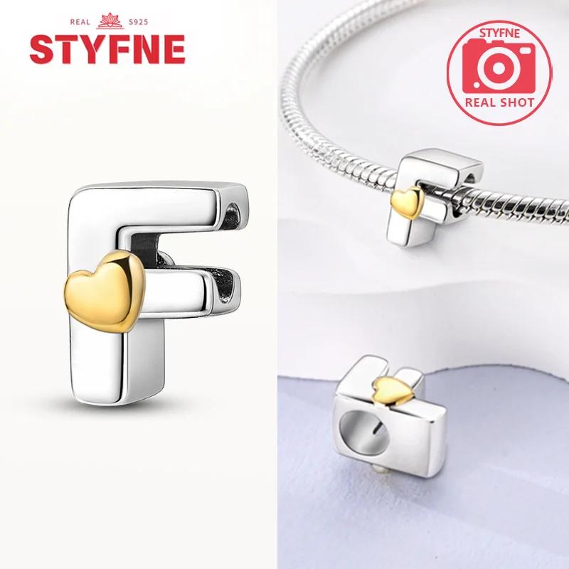 Silver 925 26 Alphabet Letters Charm Heart Love Bead for Charms Bracelets for Women DIY Fine Jewelry Gifts