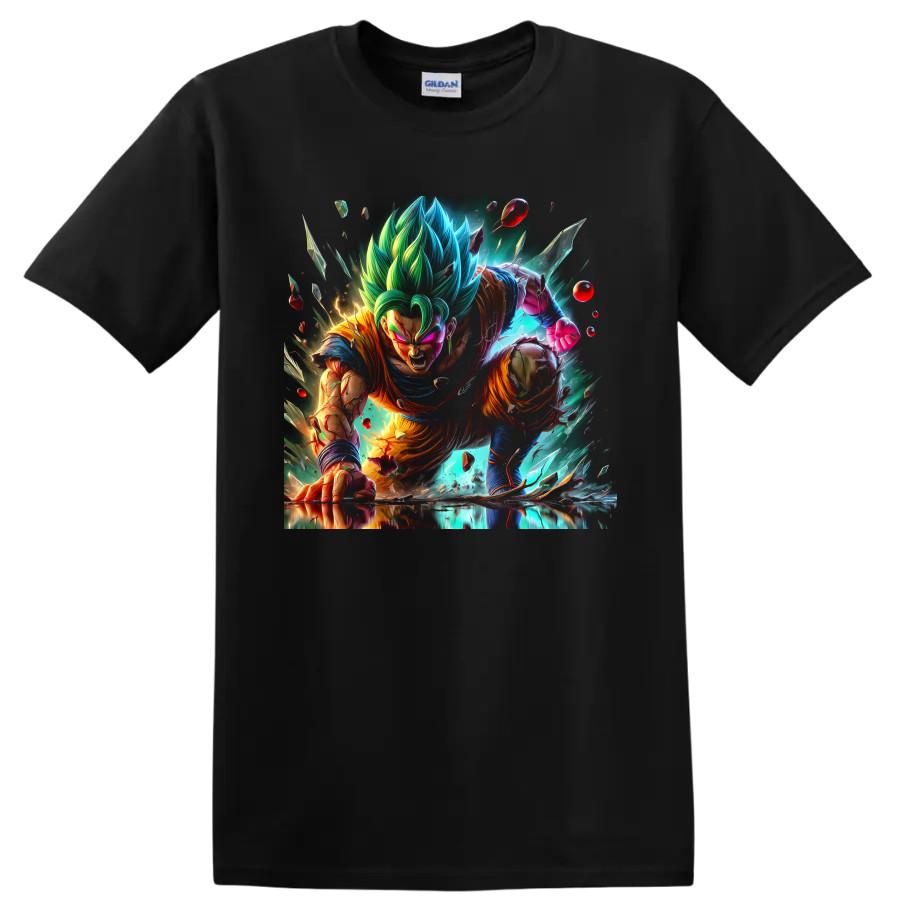 Vegito Blue T Shirt Super Saiyan Anime Fighter W/ Energy Burst Graphic Tee Art