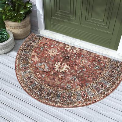 Bohemian Semi-Circular Rug Noise-Reducing, Non-Slip Entrance Hallway Doormat Bedroom Entryway Bedside Rug Home Decor