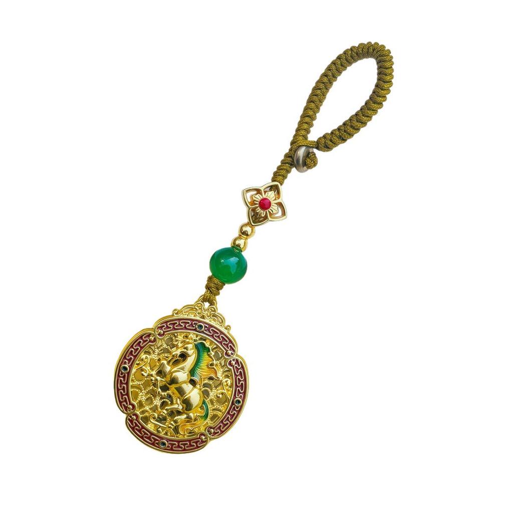 Vintage Hand-Woven God of Wealth Auspicious Pendant Keychain