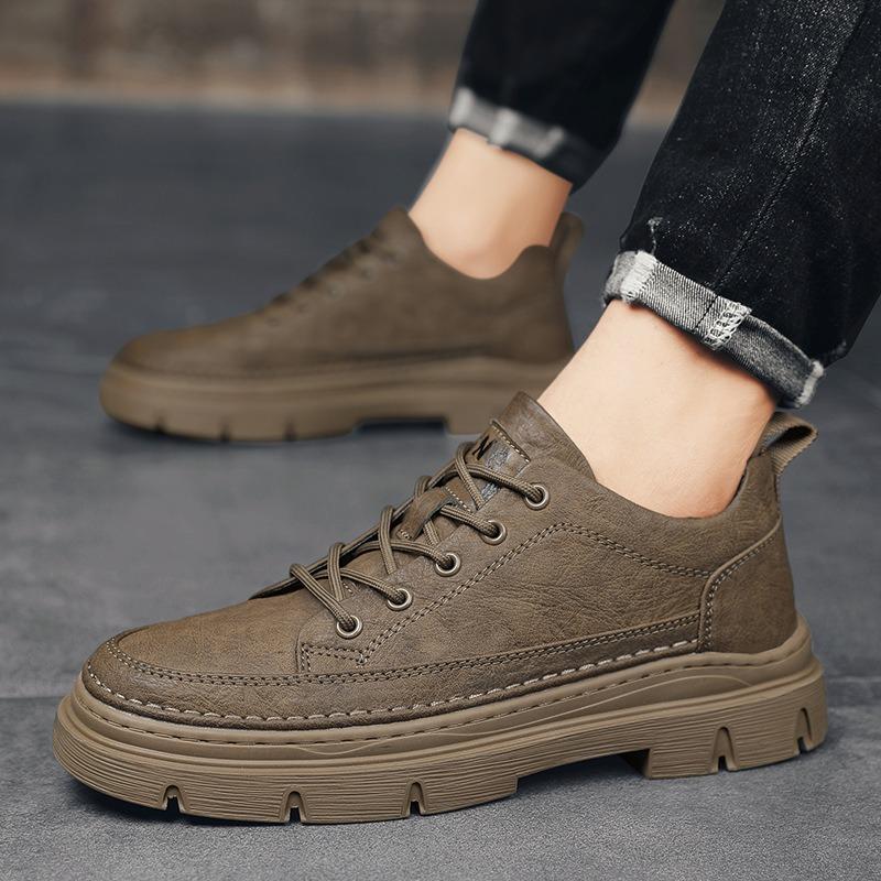 Men's Shoes Autumn Sports and Leisure Low-top Martin Boots Waterproof Leather Shoes Men's Work Versatile Retro