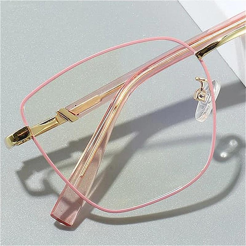 New Anti-blue Light Glasses Retro Large Square Frame Computer Office Goggles Fashion Metal Frame Women's Eyepieces