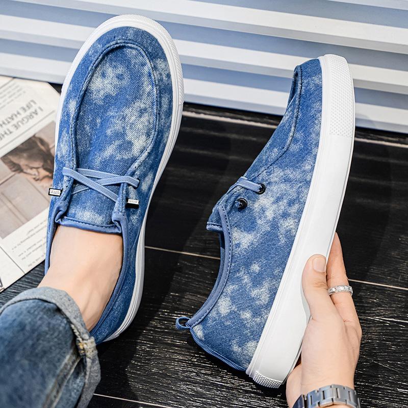 Herren Casual Low Cut Skateboard Schuhe mit Schnürung Canvas Schuhe, Damen Modische Dicksohlige Cowboy Klassische Denim Stiefel 2025