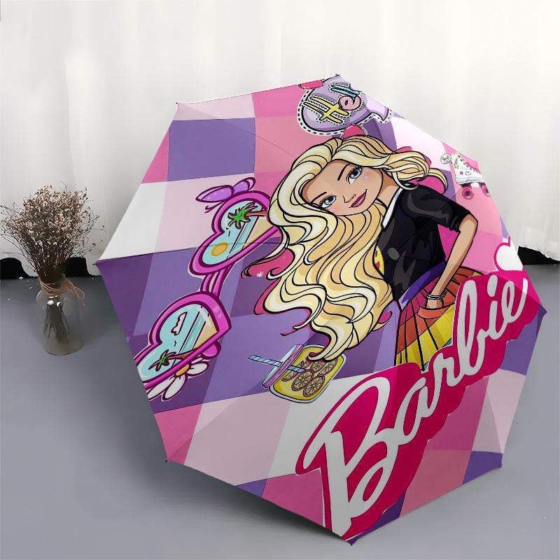 1pc Barbie Fashion Adventure Umbrella with Plastic Handle,Suitable for All Seasons Travel Outdoor Multi-functional UmbrellaDCS115