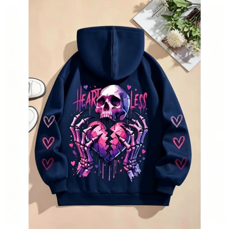 Hoodies for Boys Girls Casual Sweatshirt Kids Clothes Tops Long Sleeve Hoodie Shattered Love Skull Printed Hooded Pullover