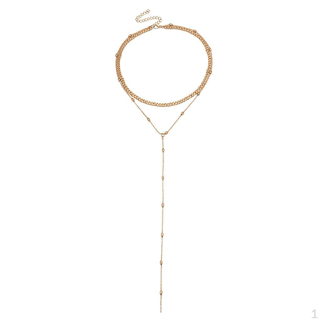 

Exaggerated Multi-layer Dangling Fashion Alloy with Gold Choker Necklace for Women Brass Beads золотистий