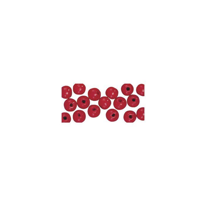 Perle bois Grand trou Rouge Ø10x8mm 39 pièc.