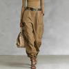 Beige Utility Wide Leg Pants