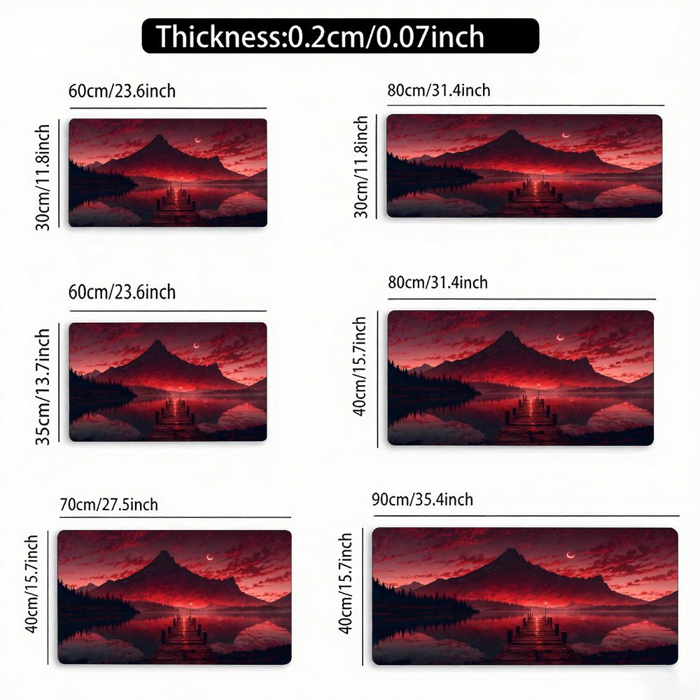 Stars,moon,mountain,lake Landscape Mouse Pad Large Rubber Non-slip Desk Accessories Mousepad for Office&Gamer Keyboard Decor Mat