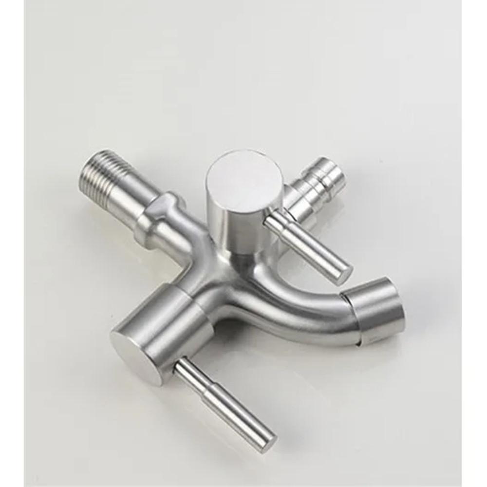 304 Stainless Steel Faucet Lengthened One Into Two Out Multi-function Double-outlet Washing Machine Faucet