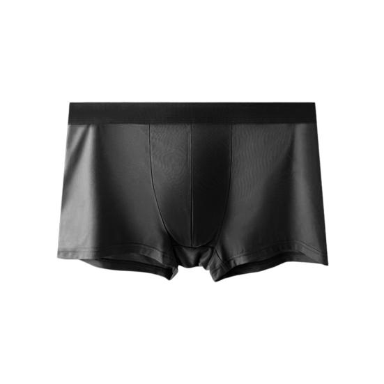 Men Boxer Underwear Elastic Mid-Waist Design Solid Color Shorts Briefs U-Convex Thin Soft Panties Daily Wear