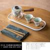 HOYIHM Hand Drawn Wisteria Side Handle Tea Set Complete Set Vintage Tea Ceremony Set Teapot and Tea Cup Set Chinese Tea Set Gift
