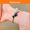 Pearl Y2k Cute Inlaid Black Cat Star Bracelet Stylish Summer Jewelry For Women