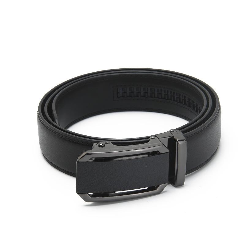 Mattierte Automatische Schnallenöffnung Zweilagiger Rindsledergürtel Business und Lässig Herren Trendiger Gürtel
