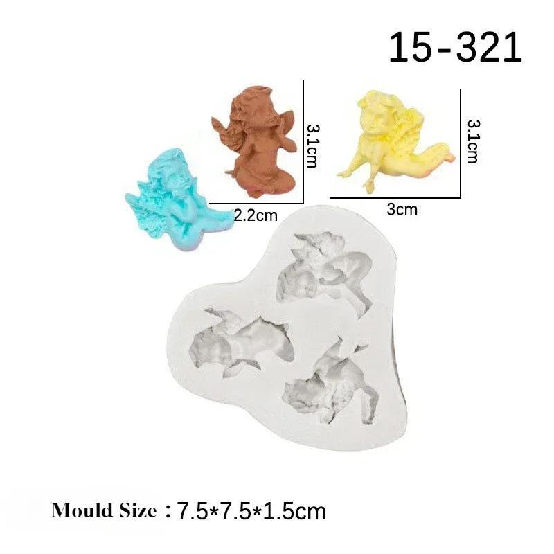 3-Loch Baby Engel Form Silikonform Kuchendekoration Süßigkeiten Schokolade Konfekt Keks Silikonwerkzeug Kerzenherstellung Kuchenform
