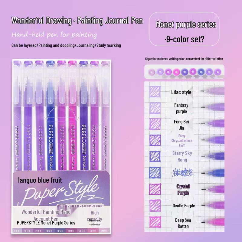 Morandi Color Large Capacity Blue Fruit Journal Pen - Colored Neutral Pen for Note-Taking and Highlighting