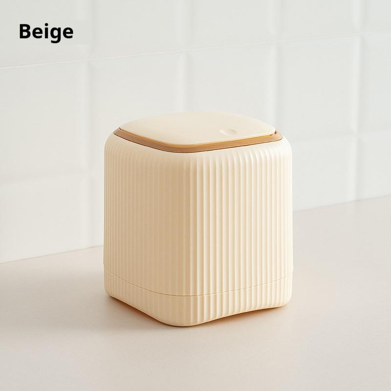

Настольное мусорное ведро с крышкой Внутреннее/Внешнее Двойное ведро Органайзер для мусора Спальня Офисный стол Коробка для хранения Прочный пластик бежевый