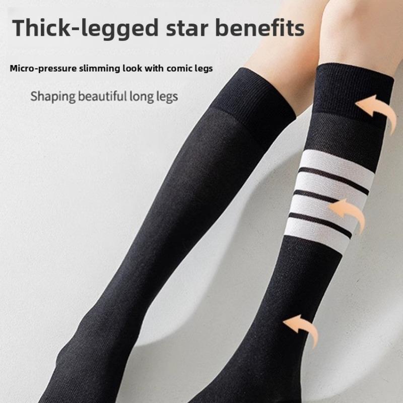 Women's Autumn and Winter Skinny Leg Preppy Style High Leg Socks