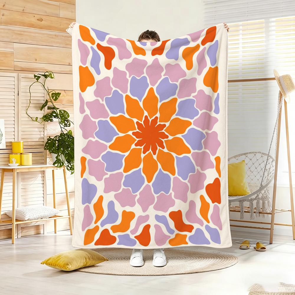 Illustration M-Matisse Style Floral Print Throw Lightweight 240g Flannel Blanket Soft Skin-friendly for Summer Cooling