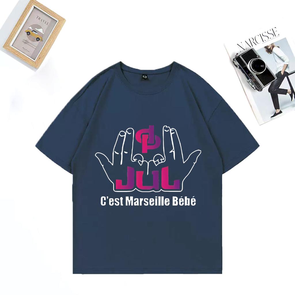 2025 Summer French Rapper Jul Cest Marseille Bébé Graphic 100 Pure Cotton Printed Tshirt Fashion Hip Hop Y2k NEW Pure Unisex