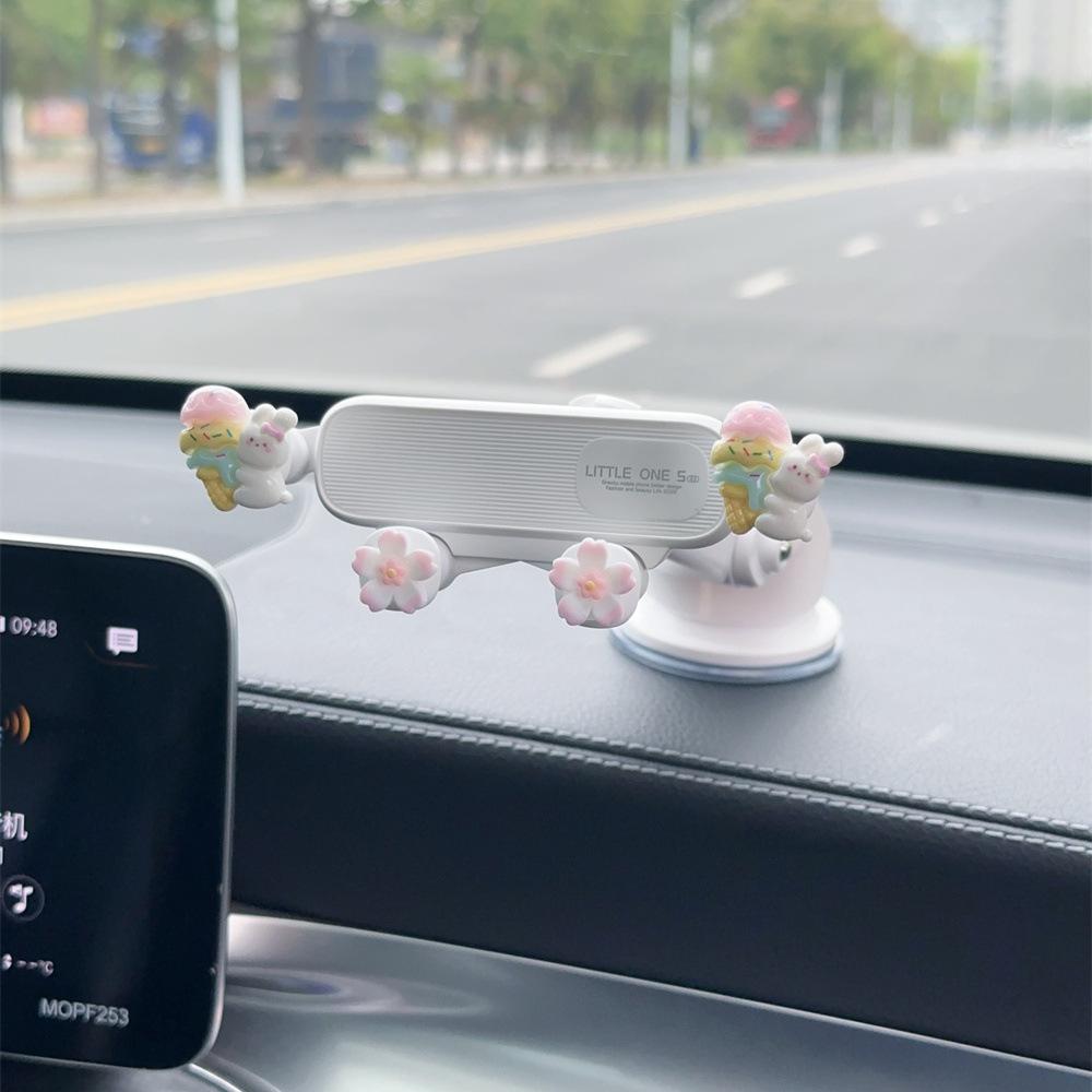 Car Cartoon Phone Holder for Navigation - Creative Air Vent Suction Cup Mount Stand, Rotating Gravity Support Multi-Function Bra