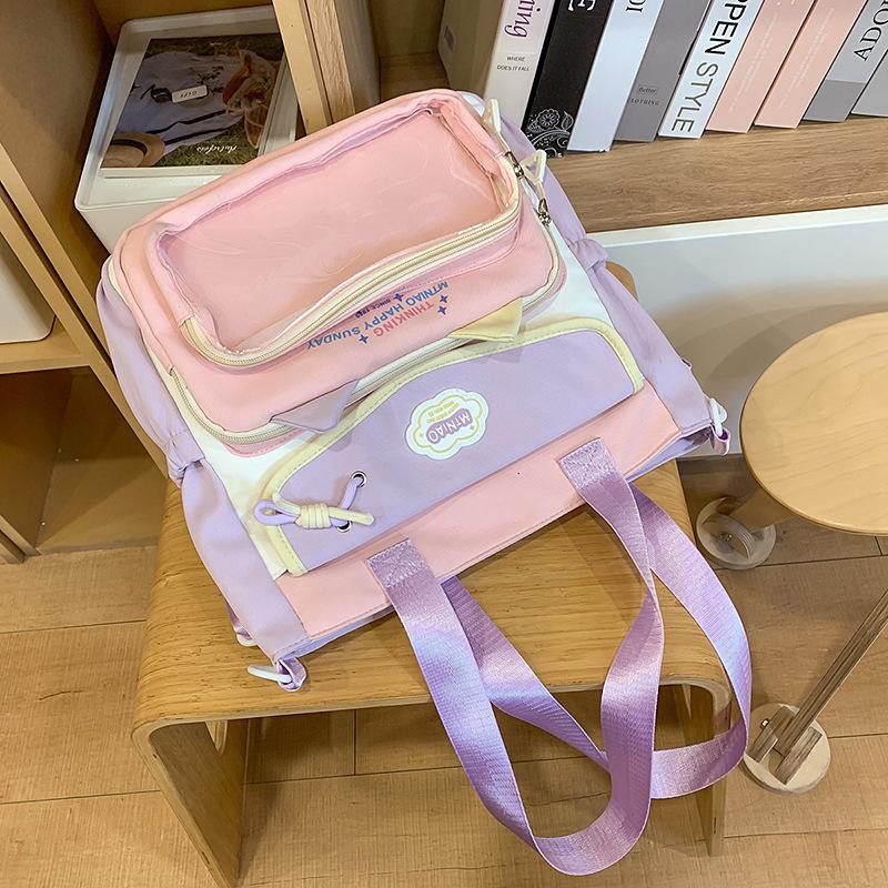 School bag cute dopamine messenger junior high school student girl high value handbag carrying book large capacity make-up class girl