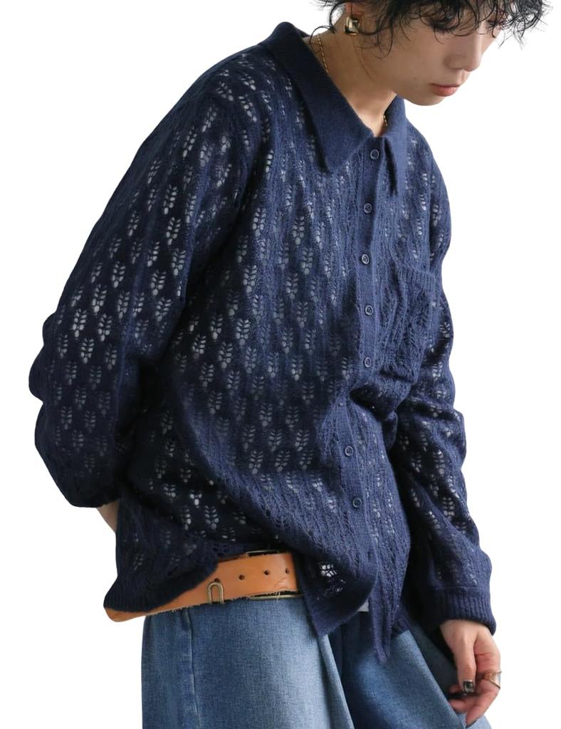 Antiqua Openwork Knit One Size Navy Women's Shirt, PYA-00021, 20,
