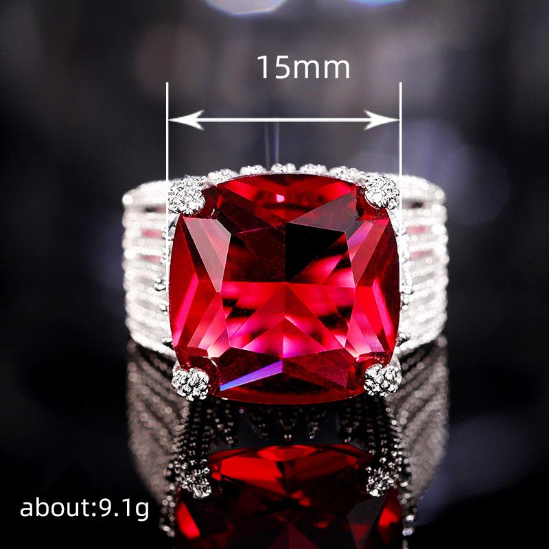 Luxury Red Women'S Ring, Geometric Domineering Ring, Generous Jewelry For Women