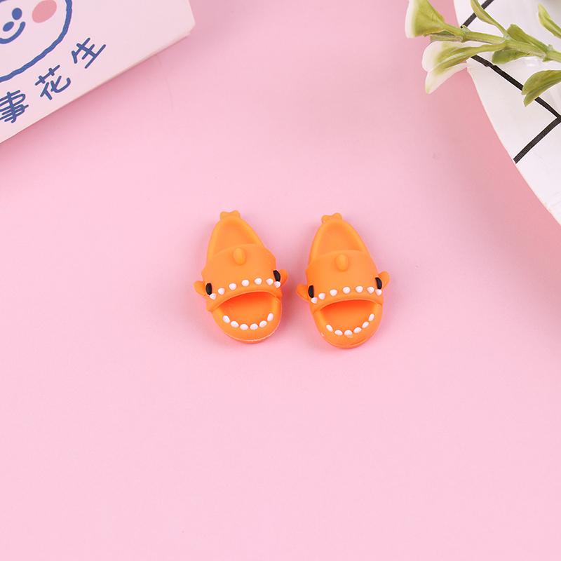 1 Pair 1:12 Dollhouse Miniature Cute Shark Slippers Doll Shoes Suit For Ob11 1/12 Bjd Doll Gsc Dod, Ymy Doll