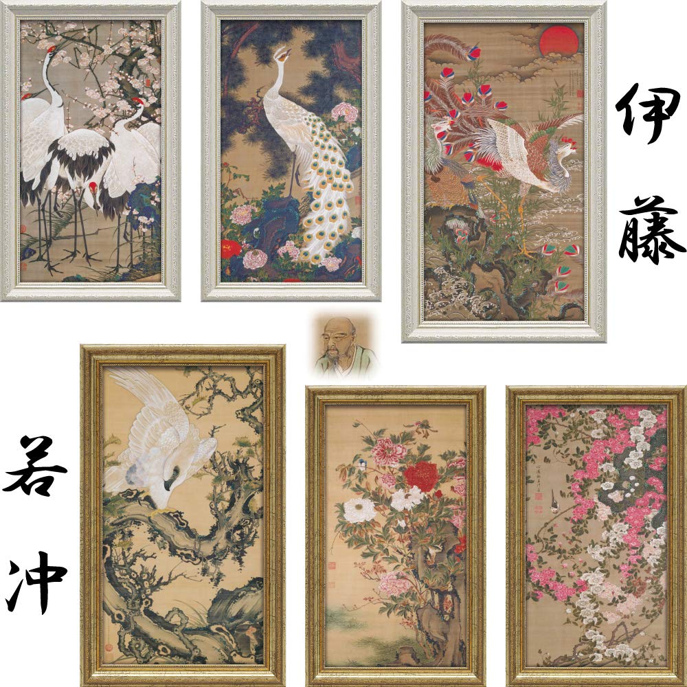 YouPower Ito Jakuchu Gel-Processed Art Frame "Roses and Small Birds" JI-07506