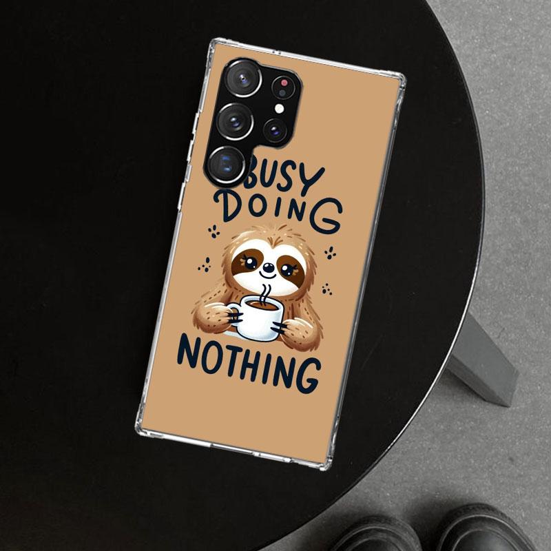 

Animal Cute Cartoon Sloth Coffee Phone Case Cover for Samsung Galaxy S26 S25 Edge S24 S23 Ultra S22 Plus S21 FE S20 + Art Custom Samsung S20 Ultra
