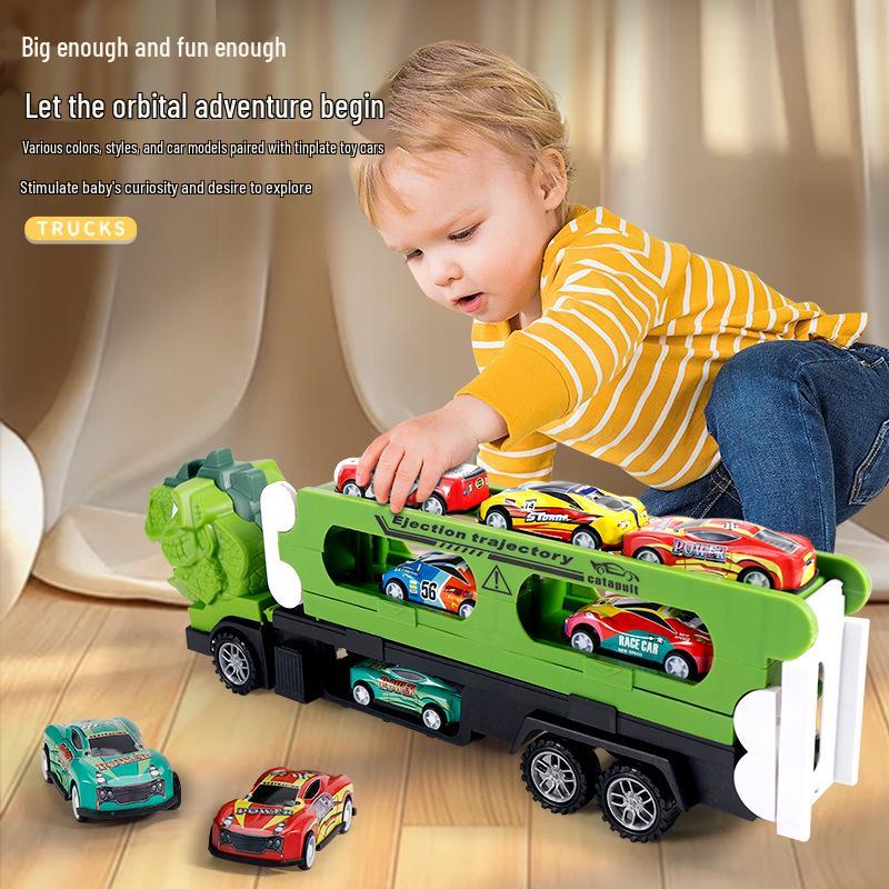 Children's Transforming Dinosaur Track Car with Storage, Alloy Material, Boys' Toy, Extended Edition 