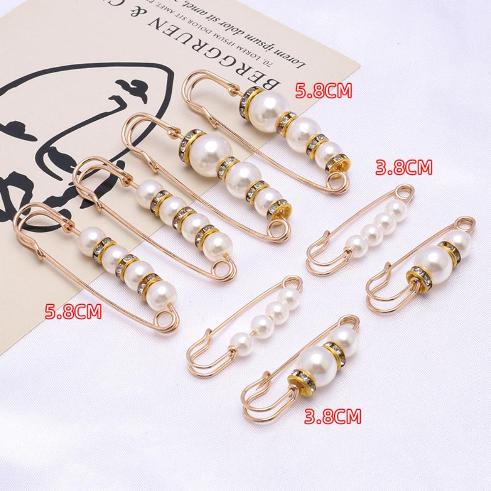 8-Piece Pearl Waist Adjusting Safety Pins, Elegant Pants Waist Cincher Brooch, Ideal Choice for Daily Clothing Repair